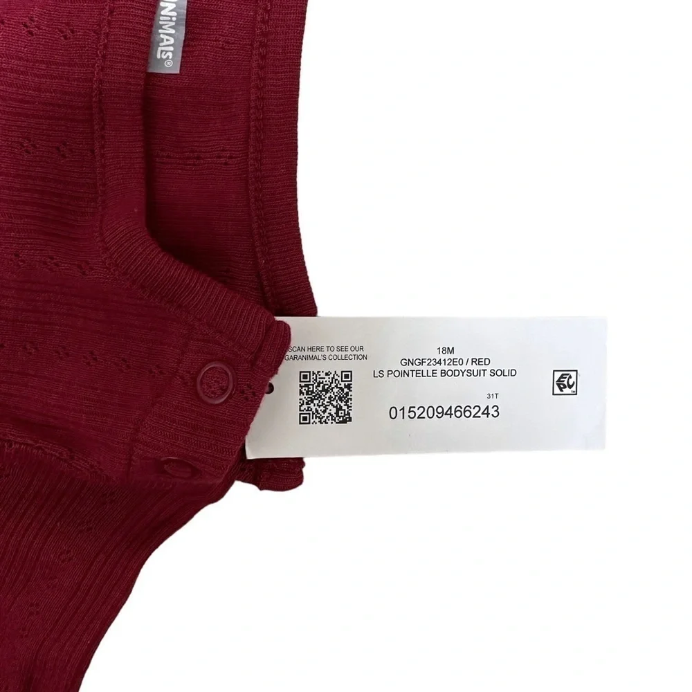 Garanimals Red LS Pointelle Bodysuit Size 18 Months New With Tags